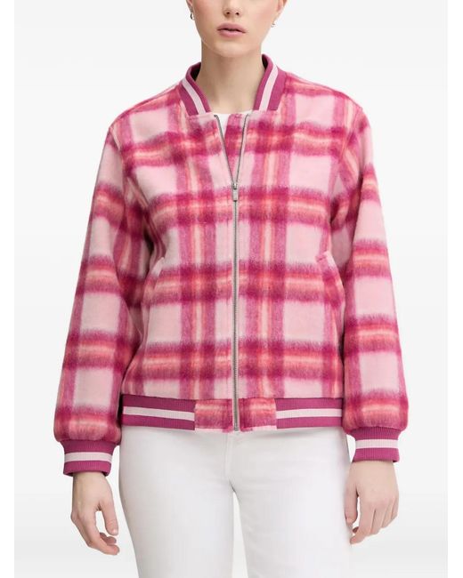 Benetton Pink Checked Zip Jacket