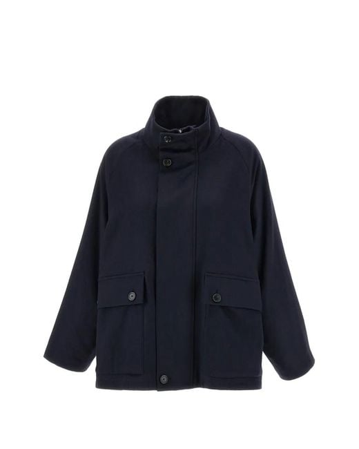 Barena Blue High-Neck Flap-Pocket Coat