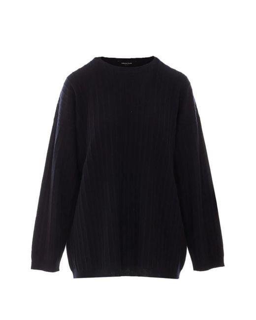 Fabiana Filippi Blue Ribbed-Knit Crew-Neck Sweater