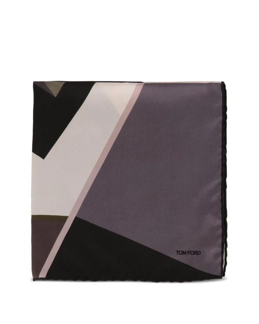 Tom Ford Purple Geometric-Print Pocket Square for men