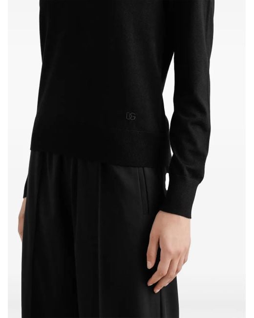 Dolce & Gabbana Black Logo-Embroidered Sweater