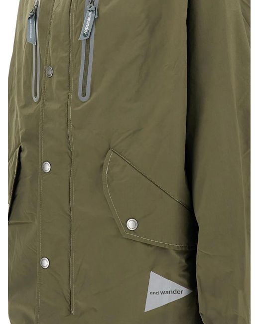 And Wander Green Reflective Hooded Jacket