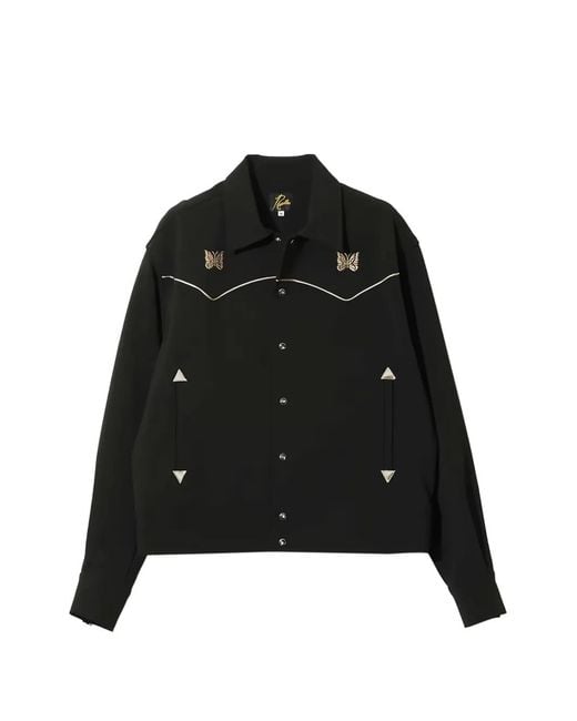 Needles Black Butterfly-Embroidered Piped Jacket for men