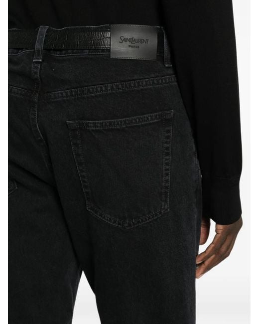 Saint Laurent Black Logo-Patch Jeans for men