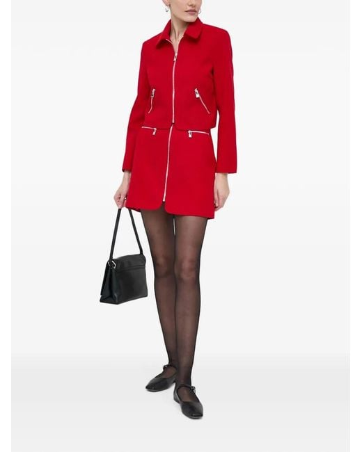 Morgan Red Zip-Up Cropped Jacket