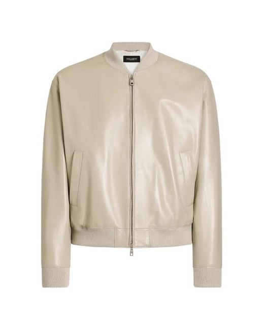 Dolce & Gabbana Natural Nappa Bomber Jacket for men