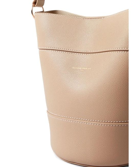 Claudie Pierlot White Solveig Leather Bucket Bag