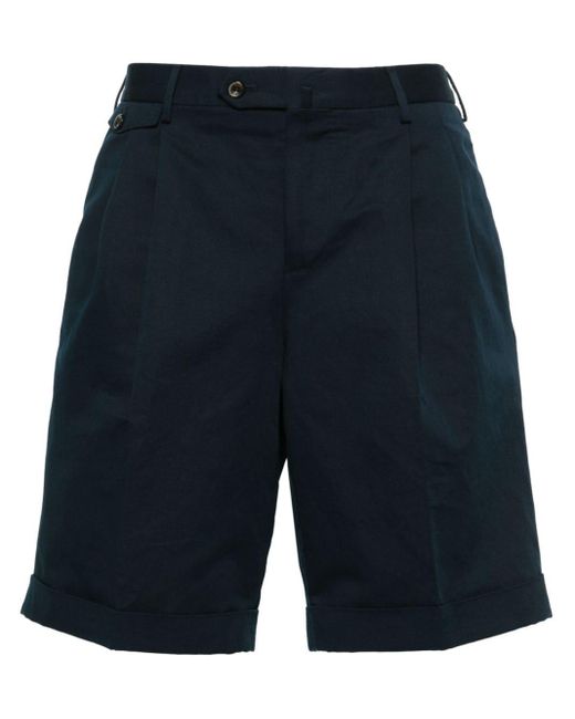 PT Torino Blue Pleat-detail Bermuda Shorts for men