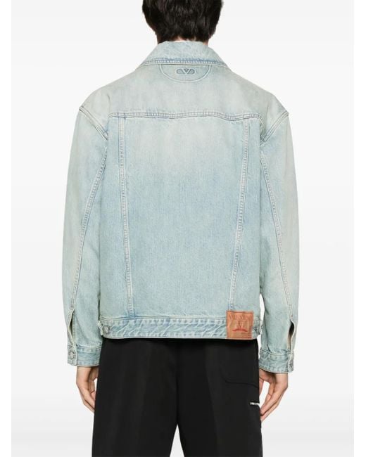 Valentino Garavani Blue Logo-Embossed Denim Jacket for men