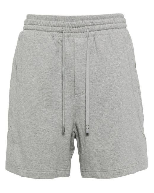 C2H4 Gray Mélange-effect Cotton Track Shorts for men