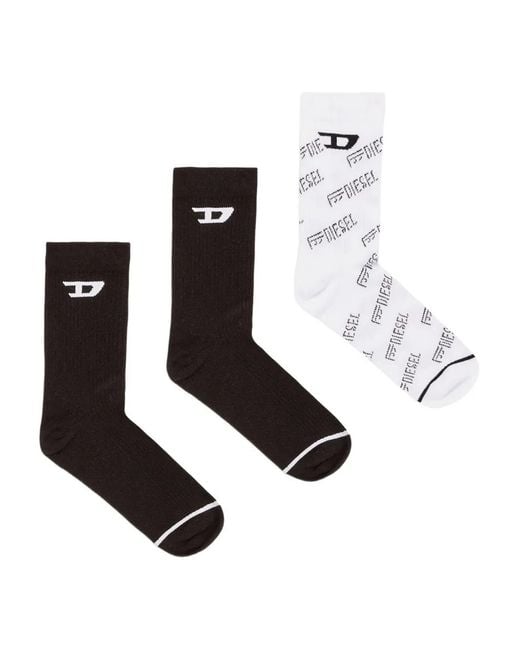 DIESEL White Skm-D-Tennis-Crew-17,5 Logo Socks (Pack Of Three) for men