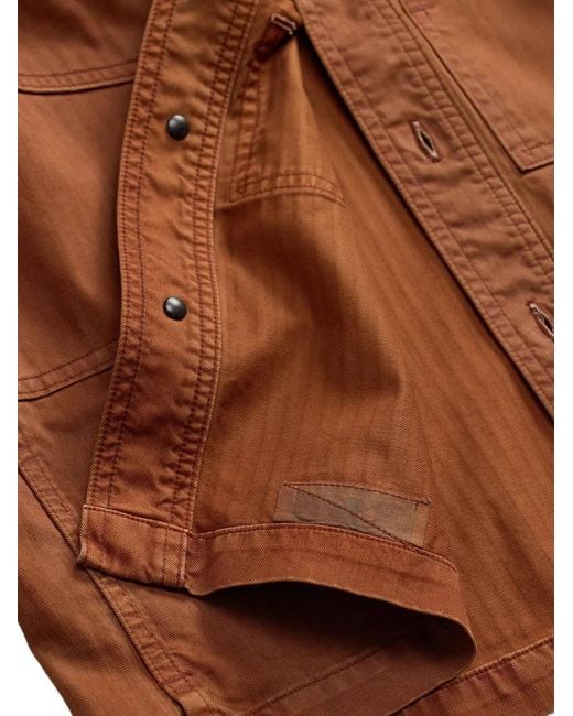RRL Brown Striped Cotton Overshirt for men