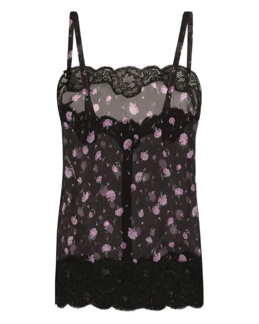 Dolce & Gabbana Black Floral Lace Tank Top