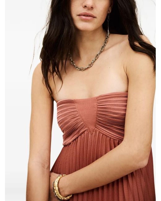 Ba&sh Red Willow Pleated Strapless Dress