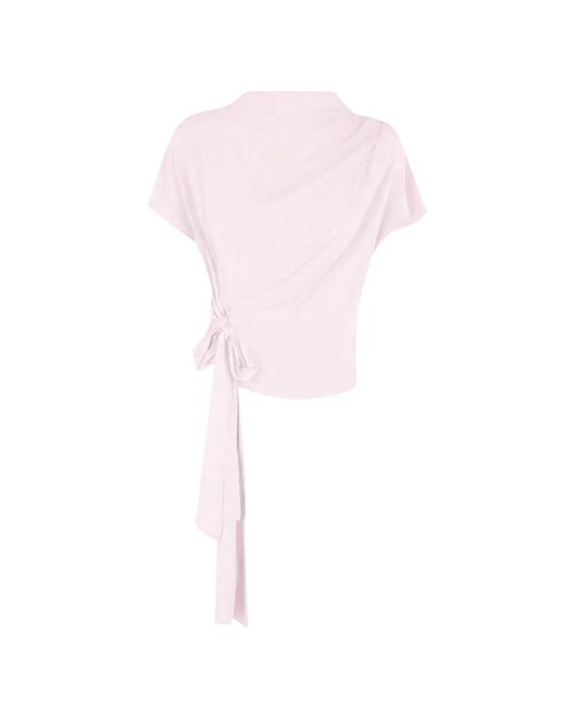 FEDERICA TOSI Pink Side-Tie Short-Sleeve Top