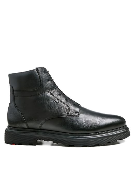 Lloyd Black Vine Textured Leather Lace-Up Boots for men