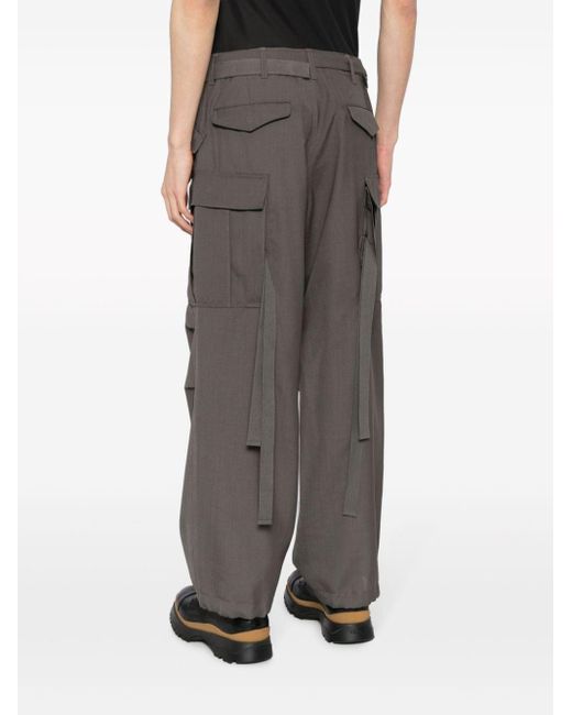 Sacai Gray Straight-leg Cargo Trousers for men
