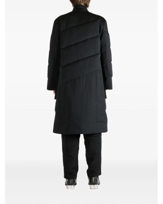 Yohji Yamamoto Black Quilted Diagonal-seam Coat for men