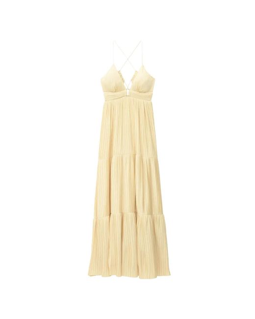 Ba&sh Metallic Wasta Pleated Tiered-Design Dress
