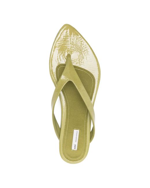 AMI Green Leather Flat Sandals