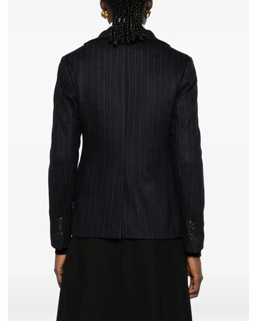 19.61 MILANO Black Pinstripe-Pattern Notched-Lapels Blazer