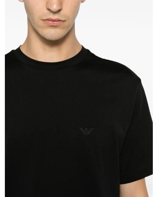 Emporio Armani Black T-Shirt À Logo Brodé for men