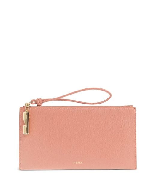 Furla Pink Iride Leather Clutch Bag