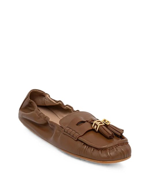 Elisabetta Franchi Brown Tassel-Detail Calf Leather Loafers