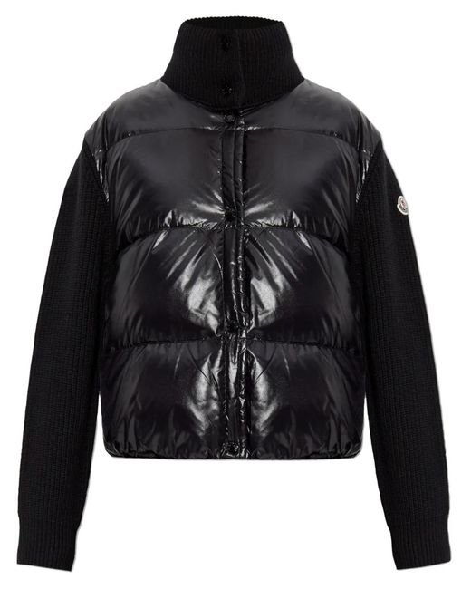 Moncler Black Cardigan With Down Insert