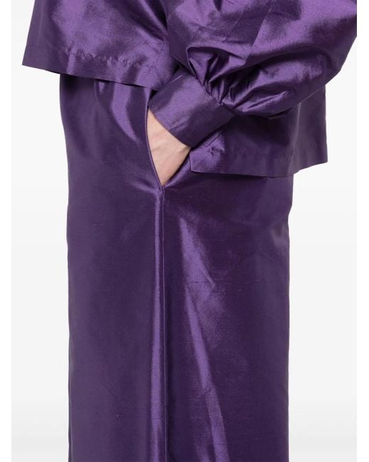 Max Mara Purple Silk Wide-Leg Trousers