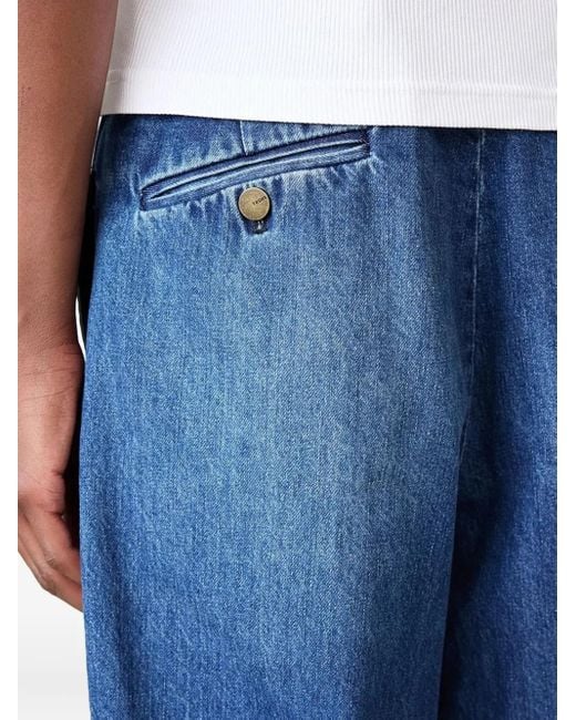 Carter Young Blue Washed Pleated Jeans for men