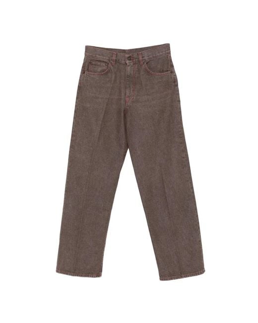 6397 Gray Contrast-Stitch Straight-Leg Jeans