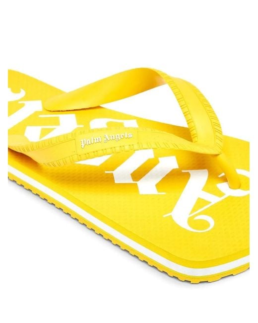 Palm Angels Yellow Logo-Print Flip Flops for men