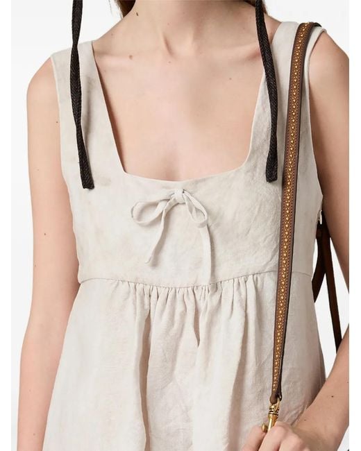 Miu Miu Natural Robe Courte En Lin