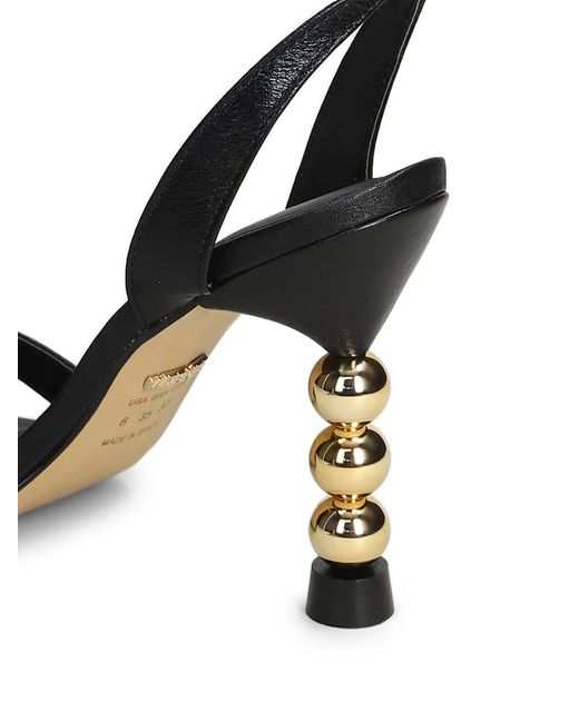 Werner Black Beaded-Heel Crossover-Strap Sandals