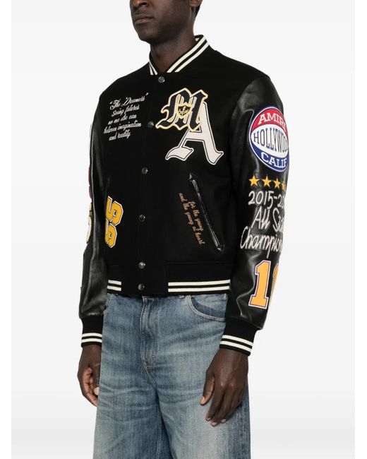 Amiri Black Varsity Patch Jacket for men