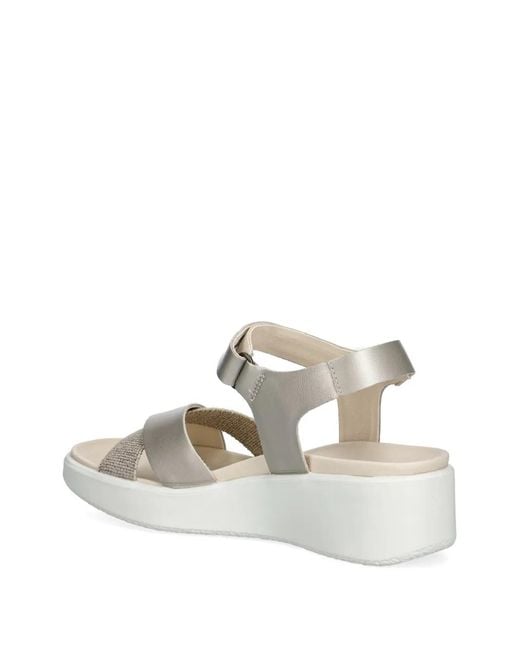 Ecco White Sandales Flowt Wedge Lx À Attache Scratch