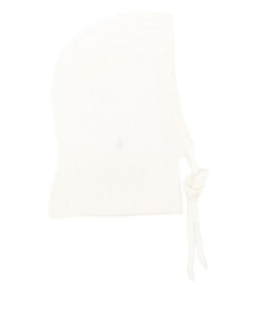 Polo Ralph Lauren White Ribbed-Knit Tie Balaclava