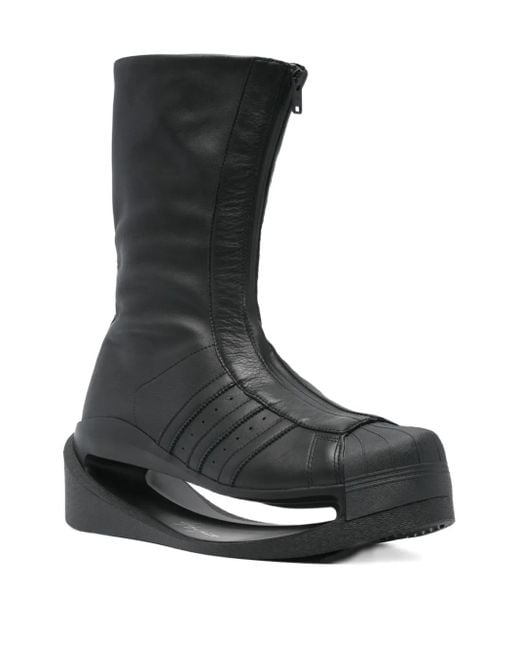 Y-3 Zip-Front Platform Boots in Black for Men | Lyst