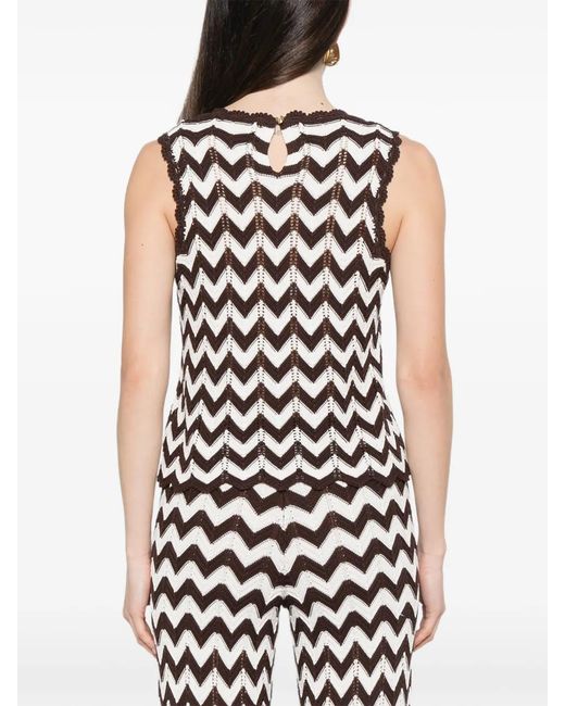 Maje White Chevron Crochet Top