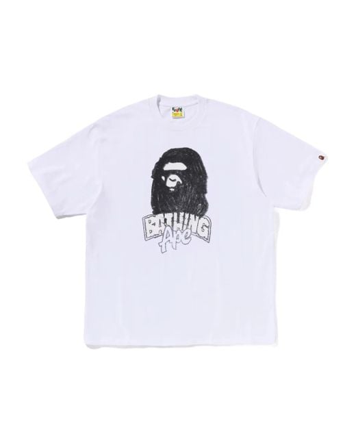 A Bathing Ape White Graphic T-Shirt for men