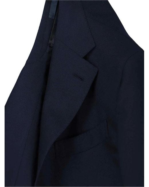 Caruso Blue Pocket Buttoned Blazer for men