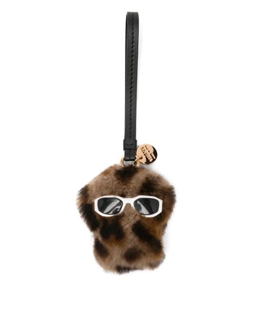 Versace Brown Leopard-Print Textured Keyring