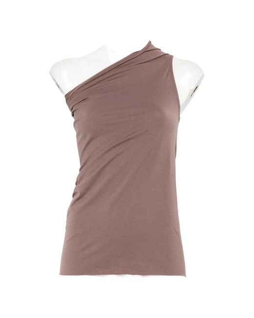 Rick Owens Brown Athena One-Shoulder Top