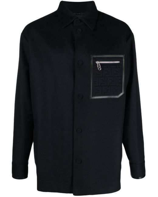Fendi Shirtjack Met Logo-jacquard in het Blue voor heren