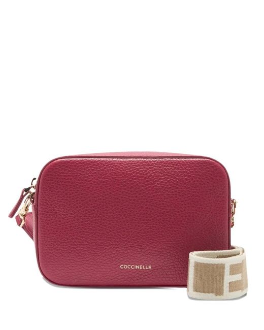 Coccinelle Red Small Tebe Pebbled-Leather Crossbody Bag