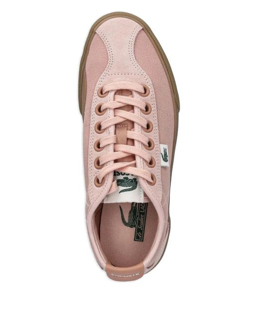Lacoste Pink Suede-Panel Sneakers