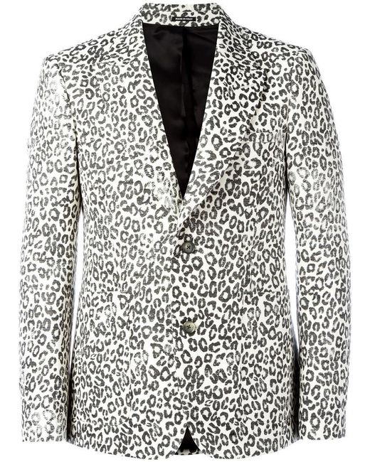 Alexander McQueen White Leopard Print Blazer for men