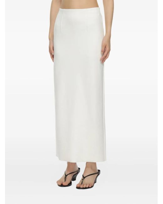 Auralee White Slit Midi Skirt