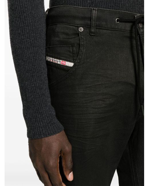 DIESEL Black Krooley-e-ne Tapered Jeans for men